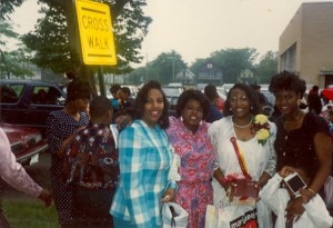 Here is a picture from that day.  My Aunt is next to me in the pink.  (My mom is on the left in blue and my step-mom is on the far right)  